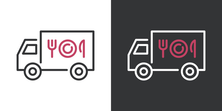 シンプルなデリバリーカーのラインアイコン