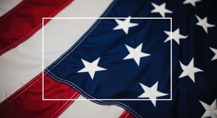 American flag close up with white square outline