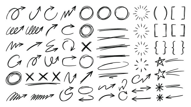 Hand drawn doodle symbols and punctuation marks set vector