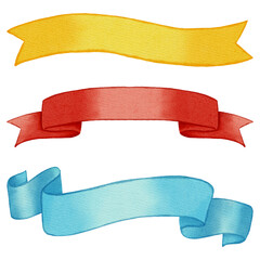 Set of hand-painted watercolor ribbons. Elegant banners for greeting cards, invitations, and festive designs. © Elli