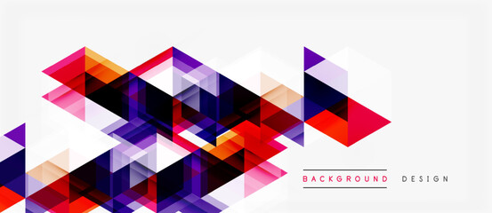 Fototapeta premium Abstract geometric shapes overlap, creating vibrant colorful background. Modern design features triangles, layers, gradients.