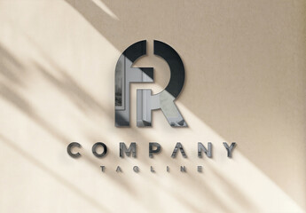 Reflecting Logo on Office Wall Mockup