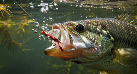Obraz premium Close-up Action of a Wild Trout Fishing Strike