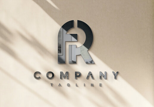 Reflecting Logo on Office Wall Mockup