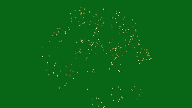 3D rendered confetti explosion and rain effect on green background, vibrant glitter celebration particles for wedding intro, party promo and anniversary slideshow