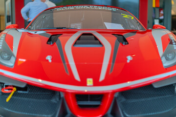 Fototapeta premium 2 March 2026 Italian Car beautiful Ferrari large mag wheels bright colours on show in Sydney NSW Australia