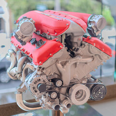 Fototapeta premium 2 March 2026 Italian Car beautiful Ferrari large mag wheels bright colours on show in Sydney NSW Australia