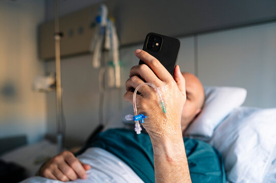Patient resting on bed while resting in hospital