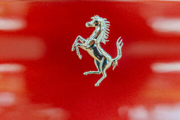 Fototapeta premium 2 March 2026 Italian Car beautiful Ferrari large mag wheels bright colours on show in Sydney NSW Australia