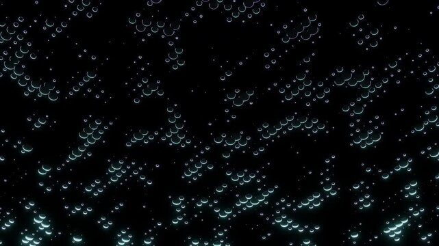 Blue Shimmer Particles. Field Of Teal Particles Softly Drifting Over Dark Surface Creating Visual Depth