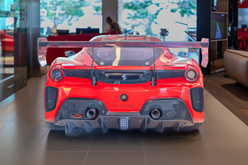 Naklejka premium 2 March 2026 Italian Car beautiful Ferrari large mag wheels bright colours on show in Sydney NSW Australia