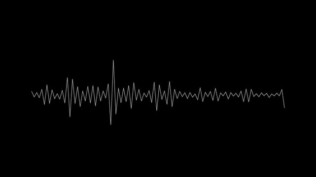 Audio wave visualization on black background, audio waveform spectrum animation on transparent background. Animated Sound Wave voice record 4k loop,  