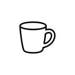 Simple line drawing of a coffee cup on a white background