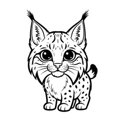 Obraz premium Cute cartoon lynx character with big eyes and spotted fur 