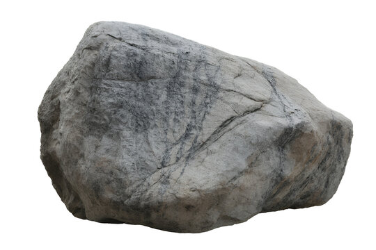 Large gray rock with black veins stone boulder mineral isolated on a transparent background