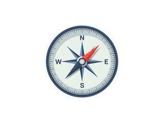 Classic nautical compass with red and white directional indicators pointing north