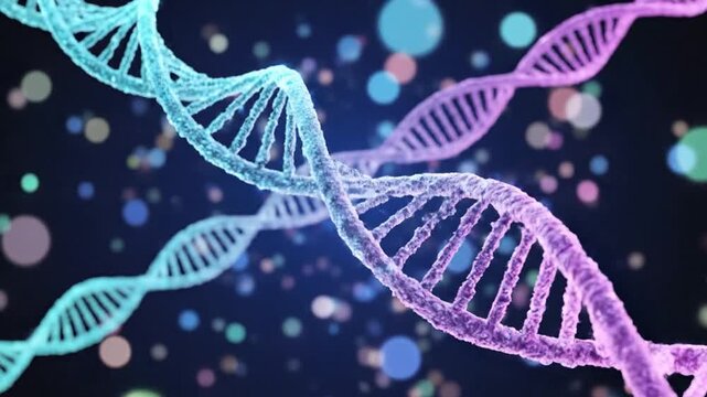 Abstract dna helix structure with a glowing effect against a dark background