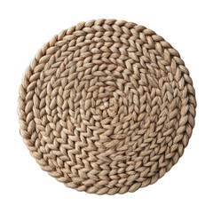 Obraz premium A beautifully woven round mat made from natural materials on transparent background