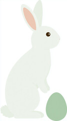 Obraz premium Cute illustration of a white rabbit next to an Easter egg, perfect for Easter celebrations and seasonal design projects.