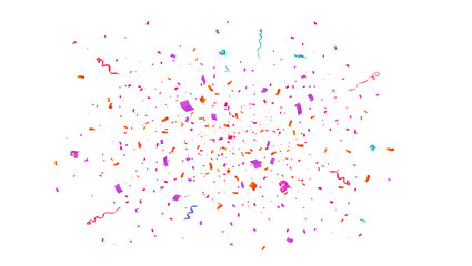 Fototapeta na wymiar Colorful Festive Confetti Explosion with Curled Streamers Isolated on Transparent Background for Celebration Design