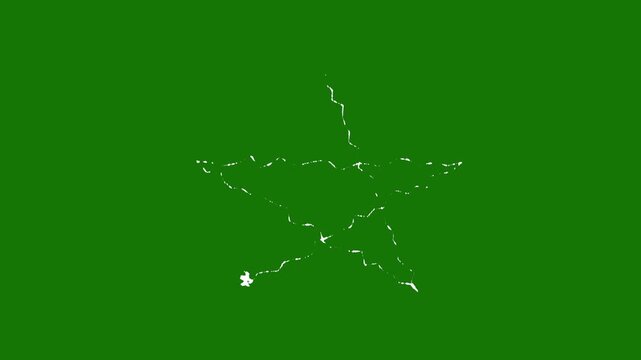 Animated White star Lightning Bolts &ndash; Cartoon Thunderstorm Electric Power FX, Heavy Storm Clouds, Comic Manga Style Shiny Thunder Strikes, 4K Transparent Alpha Channel Overlay on green Background