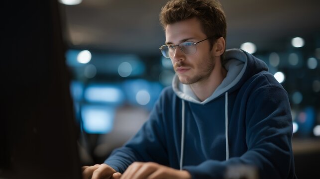 Cryptographer developing unbreakable encryption algorithms on specialized computers in a secure facility, perfect for digital security career, encryption profession, modern cybersecurity job, tech