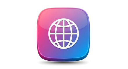 Modern, glossy globe icon with a vibrant color gradient.
