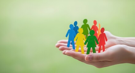 Hands Holding Multicultural Paper Figures