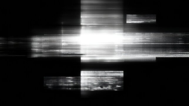 Abstract Pattern Shows Blurred Digital Noise With Black Rectangular Masks to Indicate a Stream of Encrypted and Redacted Data in Tech Noir Style