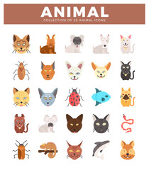 Obraz premium flat animal icons on a white background