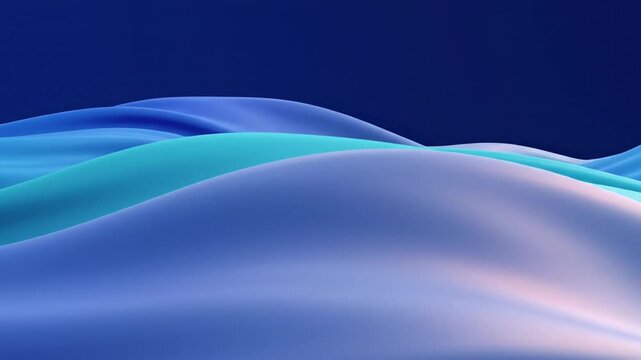 Abstract ocean waves flowing blue and turquoise forms against dark backdrop