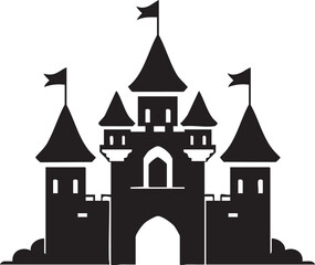 Obraz premium Adobe IllustrDark Castle Silhouette Vector Illustrationator Artwork