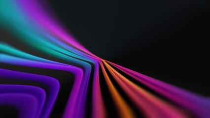 Colorful Abstract Pattern in Curved Lines on Dark Background
