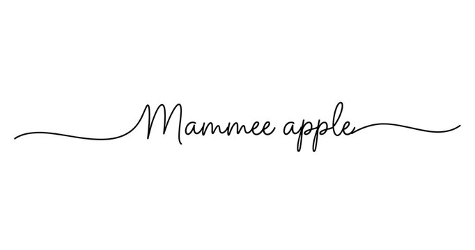 Elegant calligraphy of 'mammee apple' in black script on white background. No editable strokes