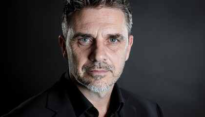 Fototapeta premium Confident mature businessman with gray hair and beard looking directly at camera