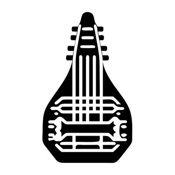 dulcimer icon silhouette illustration for music, traditional, and string instrument design use