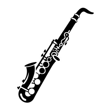 bass clarinet icon silhouette illustration for music, wind instrument, and classical design use