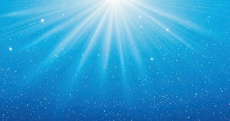 Jasne niebieskie tło z promieniami słońca padającymi z g&oacute;ry oraz błyszczącymi cząsteczkami kurzu tworzącymi magiczną i spokojną atmosferę.