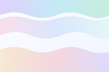 Fototapeta premium Wavy lines in pastel shades flowing horizontally across a soft, serene background from a top-down viewpoint.