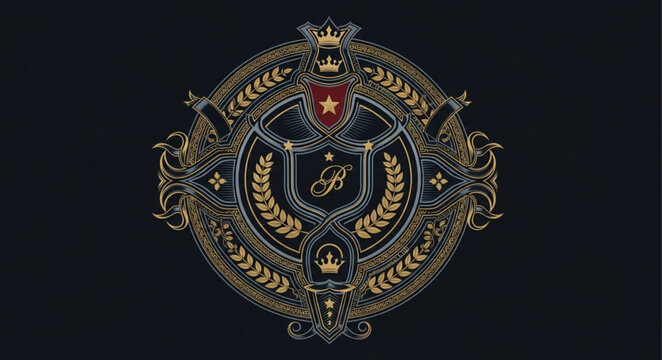 Elegant emblem design with intricate details and ornate elements, perfect for branding.