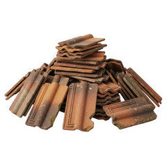 Stack of old roof tiles isolated on transparent background