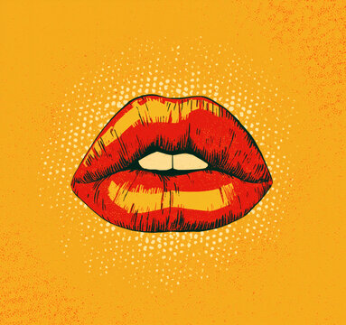 Labios de mujer estilo pop-art