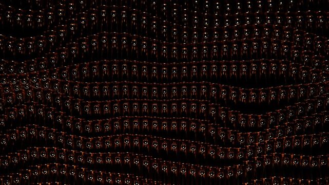 Reflective Mosaic Metallic Pattern. Dense Sculpted Bronze Surface Reflecting Warm Metallic Light