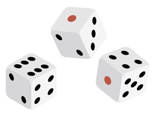 3つのサイコロが並んだボードゲーム風ベクターイラスト