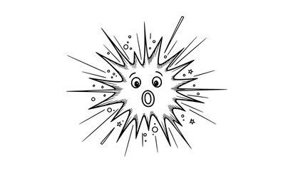 Obraz premium A shocked cartoon virus cell with a surprised face and explosive lines