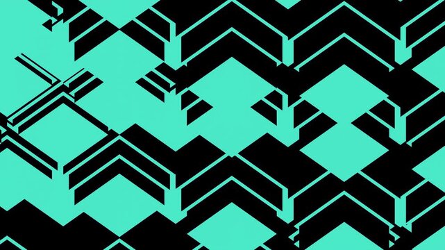 Bright Geometric Motif Featuring Shifting Black And Cyan Shapes Ideal For Energetic Visual Displays