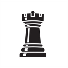 Chess Rook vector illustration Black and White Vector Illustration © Mun