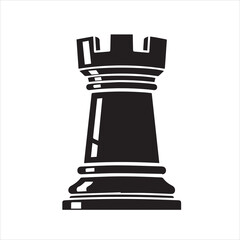 Chess Rook vector illustration Black and White Vector Illustration © Mun