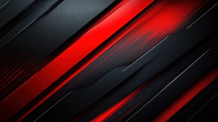 Obraz premium sleek layered diagonal black panels with bold red streaks, metallic textures, subtle grain and energetic futuristic motion