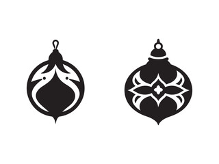 Obraz premium Black and white christmas ornaments with floral patterns holiday decorations
